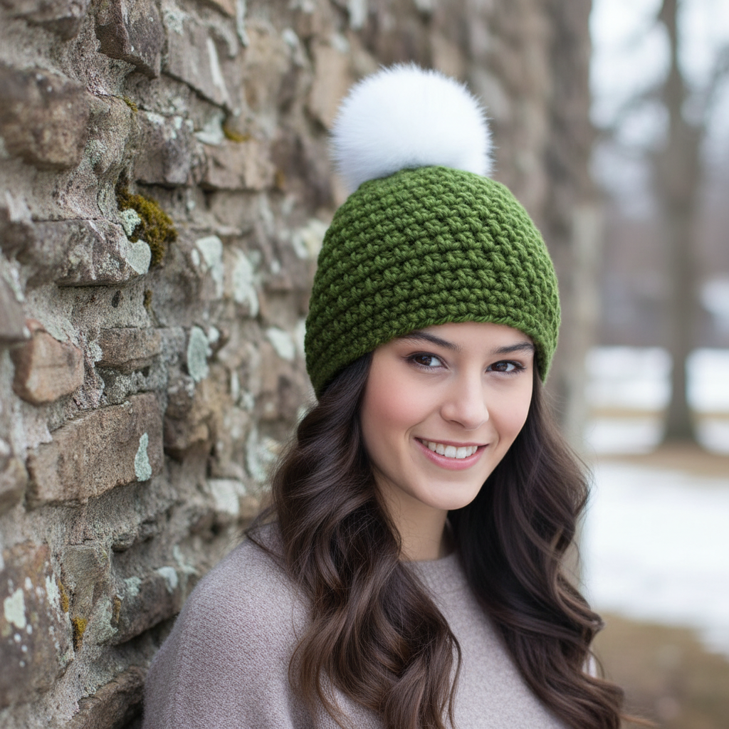 Crochet Quick Pompom Hat Pattern (PDF Download)