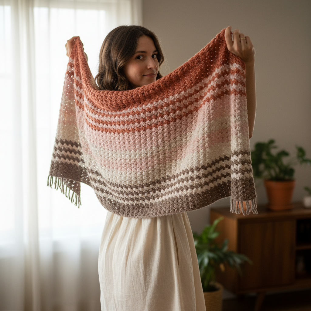 Softly Striped Crochet Wrap Pattern (PDF Download)