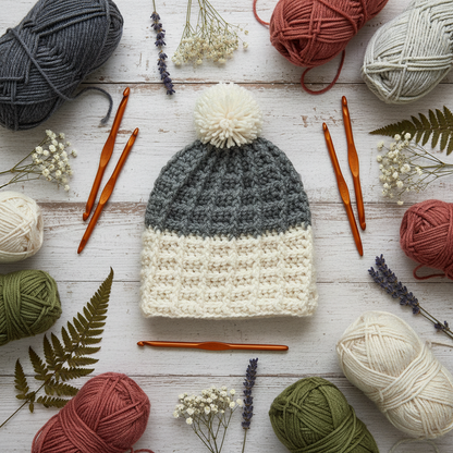 Crochet Cozy Blocks Hat Pattern (PDF Download)