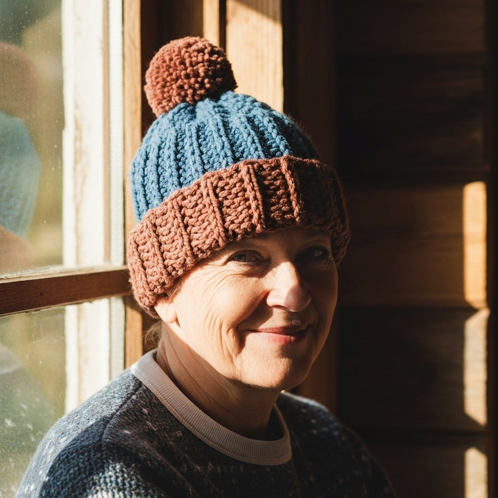 Crochet Cozy Contrast Hat (PDF Download)