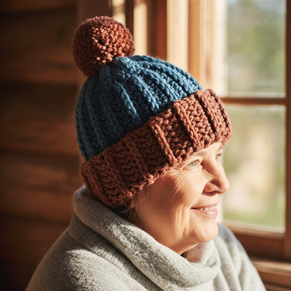 Crochet Cozy Contrast Hat (PDF Download)