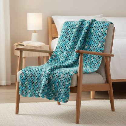 Aqua Pebble Stitch Crochet Throw Blanket Pattern (PDF Download)