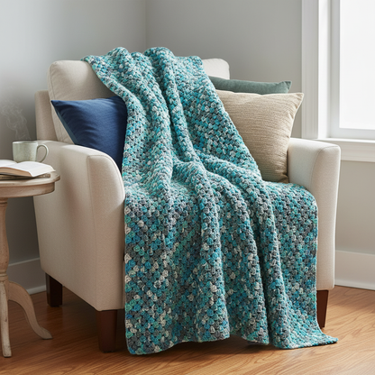 Aqua Pebble Stitch Crochet Throw Blanket Pattern (PDF Download)