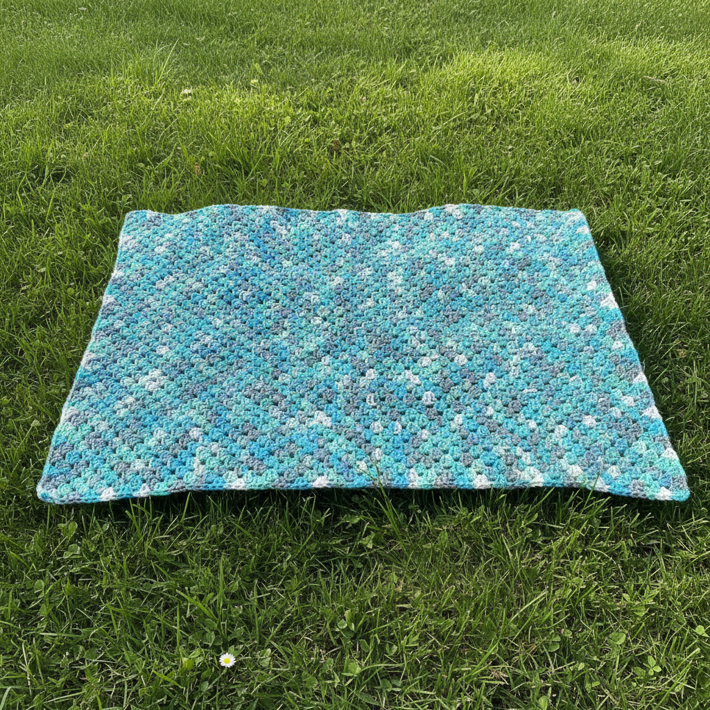 Aqua Pebble Stitch Crochet Throw Blanket Pattern (PDF Download)