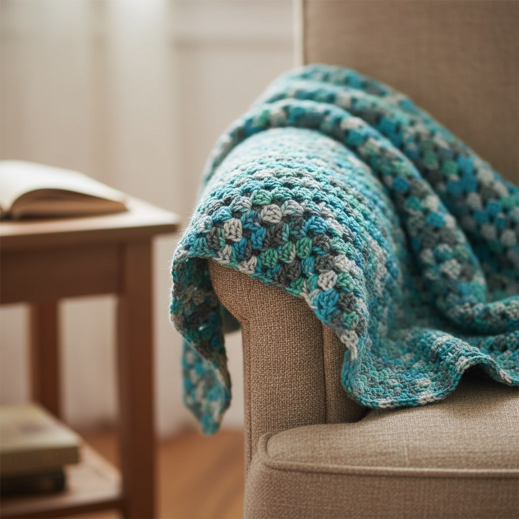 Aqua Pebble Stitch Crochet Throw Blanket Pattern (PDF Download)