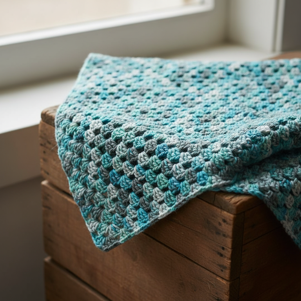 Aqua Pebble Stitch Crochet Throw Blanket Pattern (PDF Download)