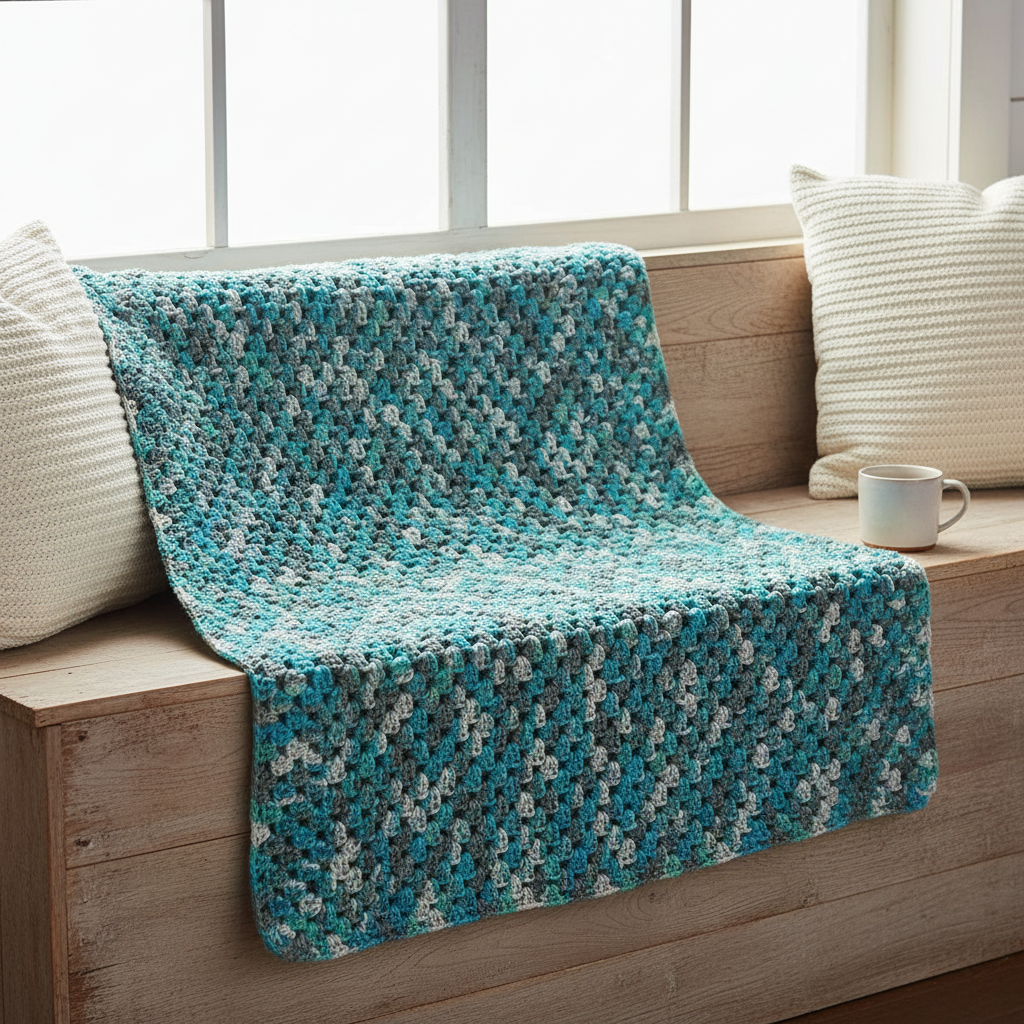 Aqua Pebble Stitch Crochet Throw Blanket Pattern (PDF Download)