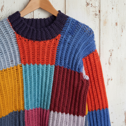 Boxy Checks Crochet Sweater Pattern (PDF Download)