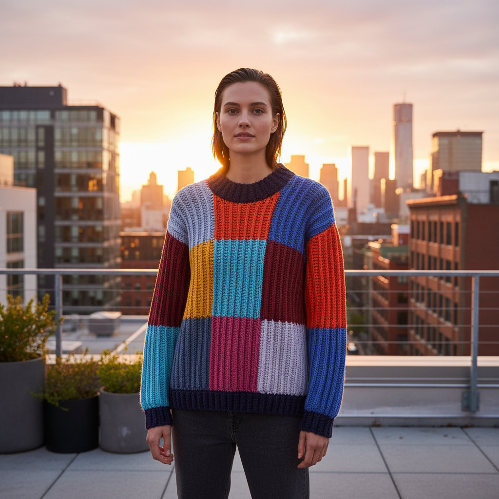 Boxy Checks Crochet Sweater Pattern (PDF Download)