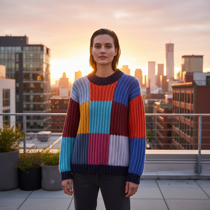 Boxy Checks Crochet Sweater Pattern (PDF Download)