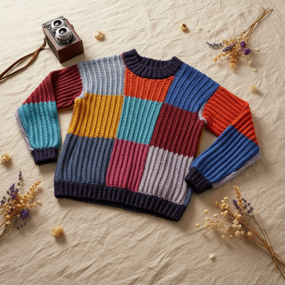 Boxy Checks Crochet Sweater Pattern (PDF Download)