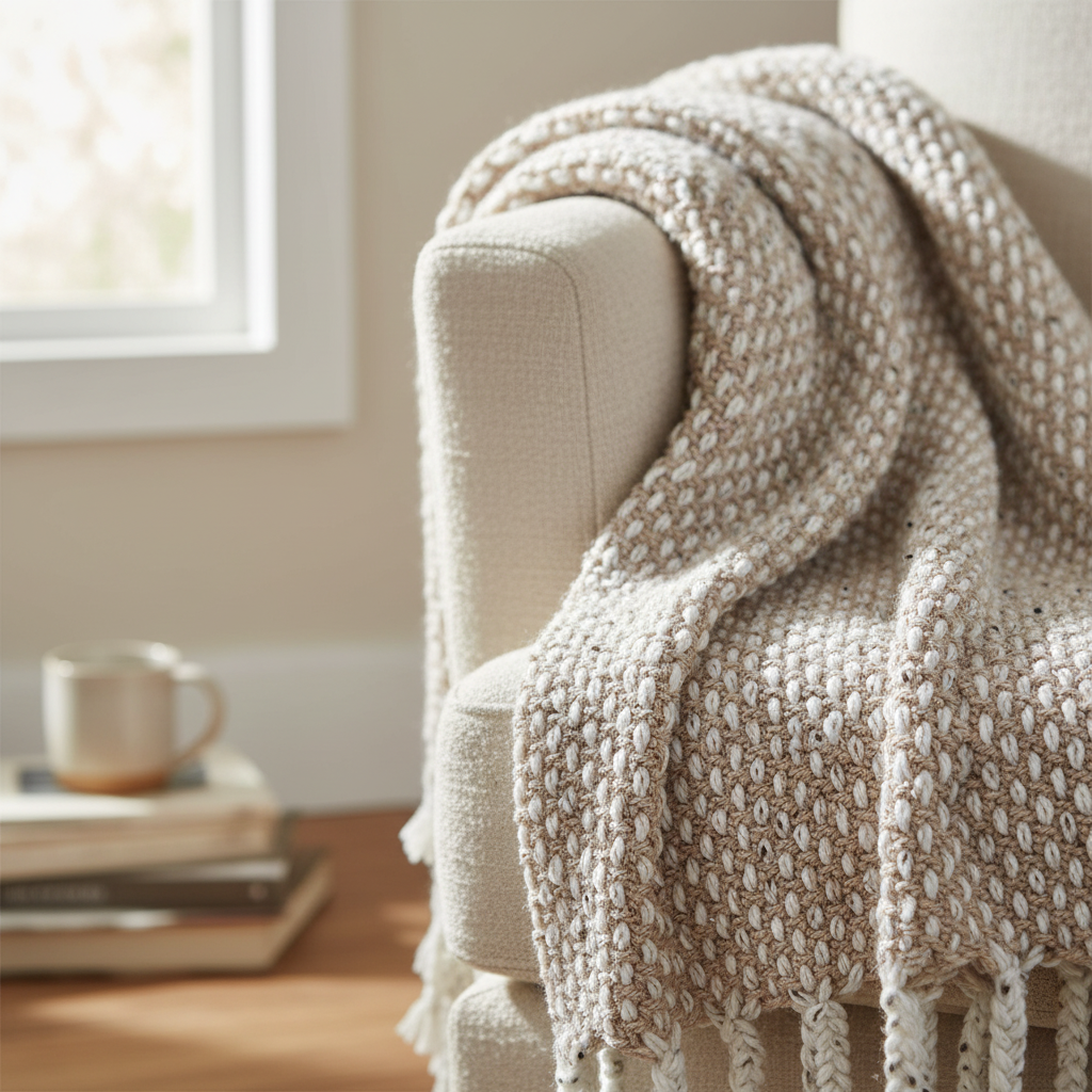 Cozy Pebble Stitch Crochet Throw Pattern (PDF Download)