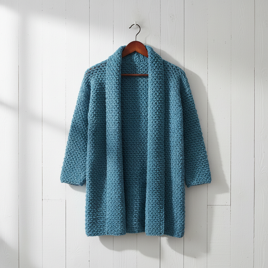 Crochet Moss-Stitch Car Coat Pattern (PDF Download)