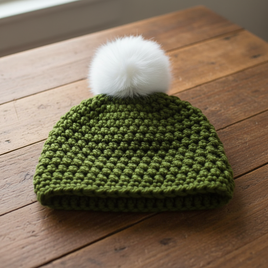 Crochet Quick Pompom Hat Pattern (PDF Download)