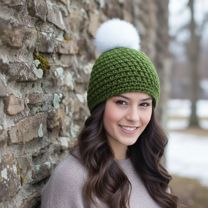 Crochet Quick Pompom Hat Pattern (PDF Download)