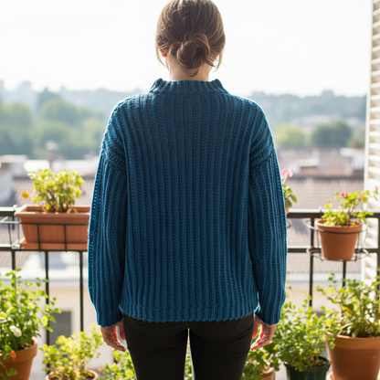 Deep Blue Crochet Sweater Pattern (PDF Download)