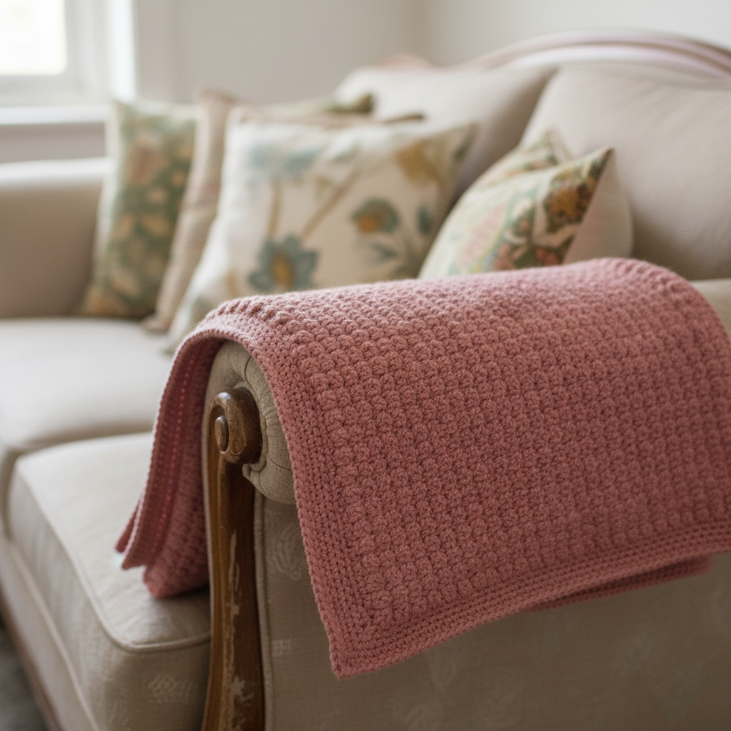 Dusty Rose Crochet Blanket Pattern (PDF Download)