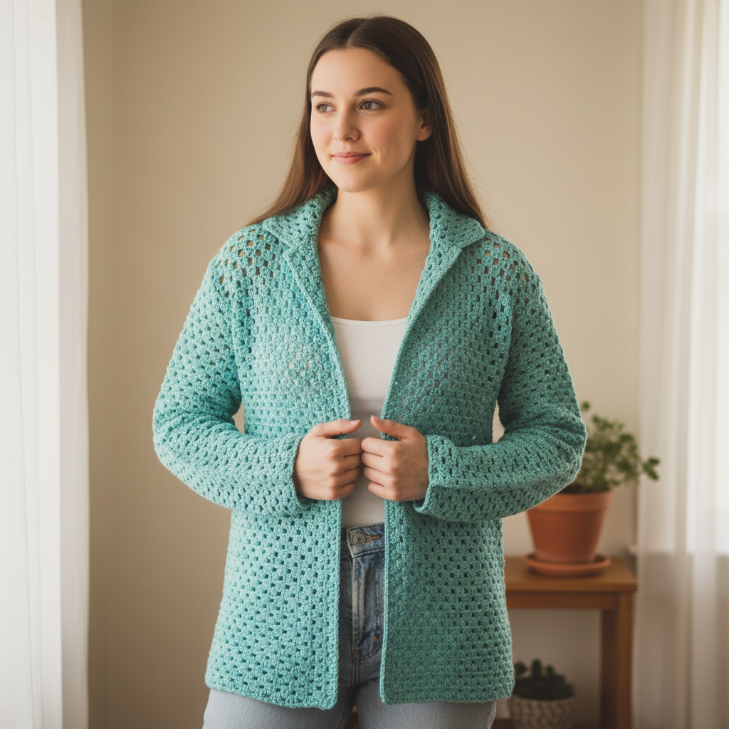 Light Mesh Style Crochet Cardigan Pattern (PDF Download)