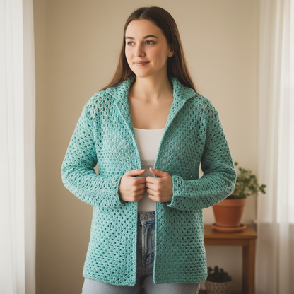 Light Mesh Style Crochet Cardigan Pattern (PDF Download)