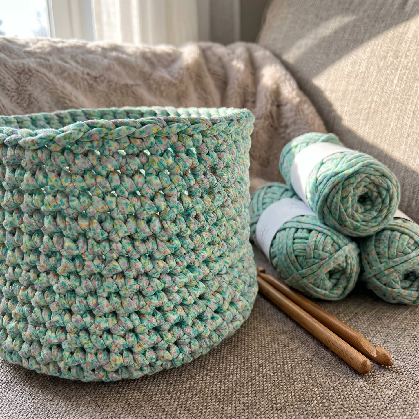 Meadow Twist Crochet Basket Pattern (PDF Download)