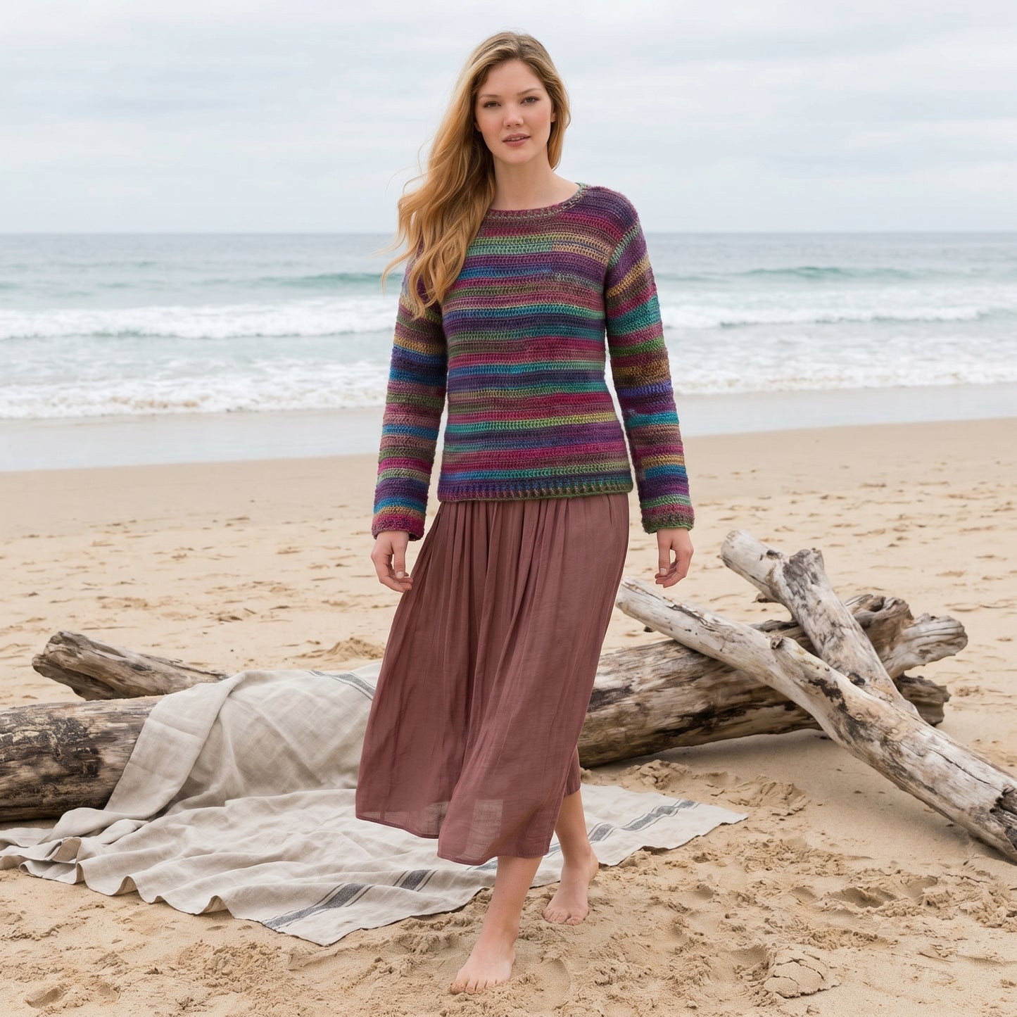 Mixed Stripe Crochet Sweater Pattern (PDF Download)