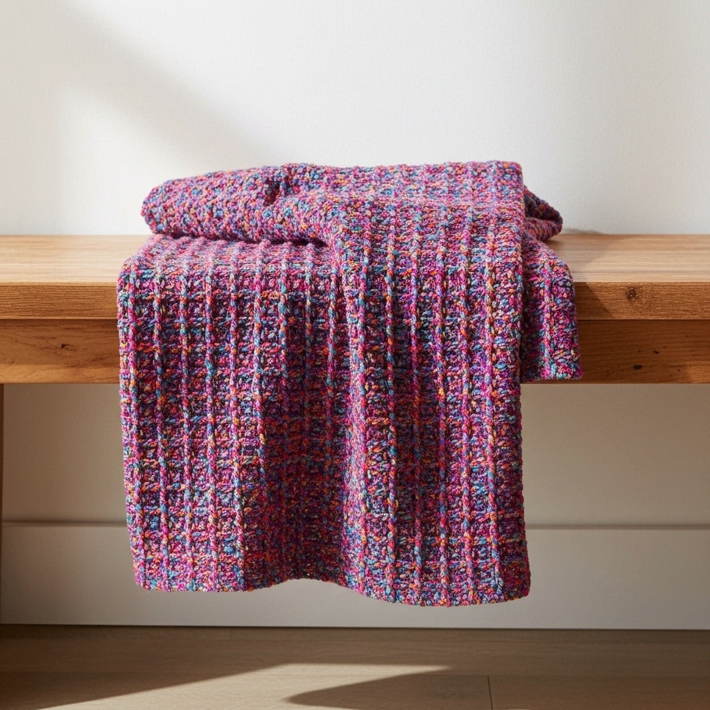 Modern Grid Basketweave Crochet Throw Pattern (PDF Download)