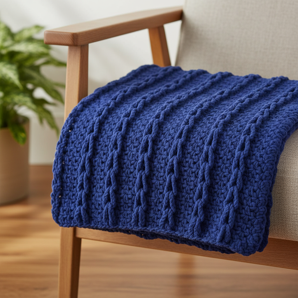 Modern Ridge Lines Crochet Blanket Pattern (PDF Download)