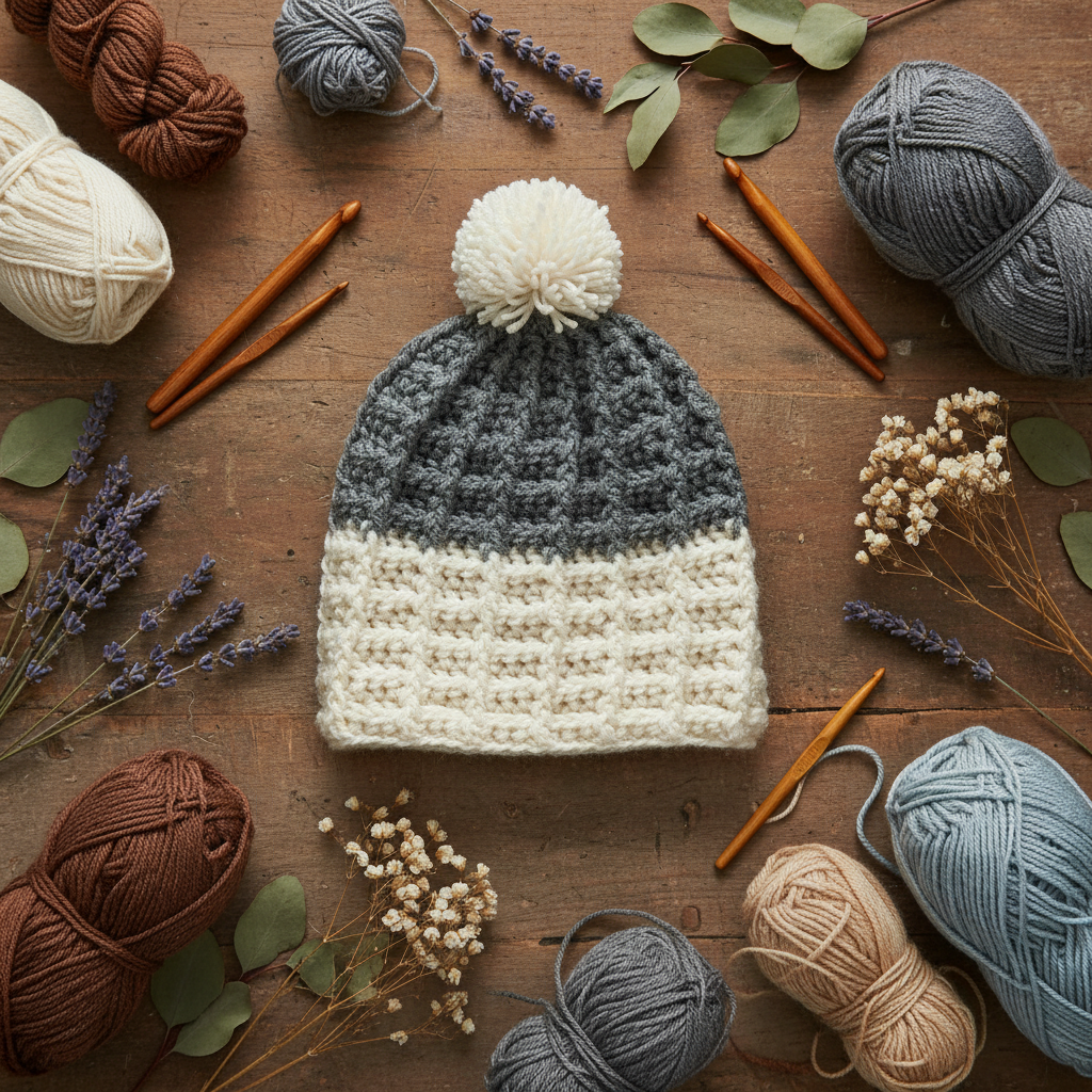 Waffle Stitch Crochet Hat Pattern (PDF Download)
