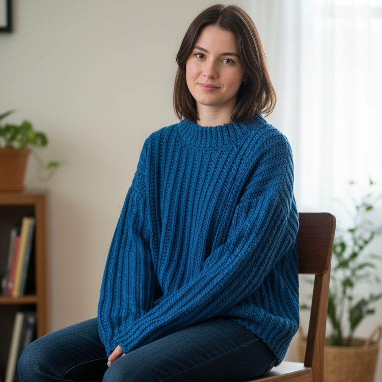Deep Blue Crochet Sweater Pattern (PDF Download)