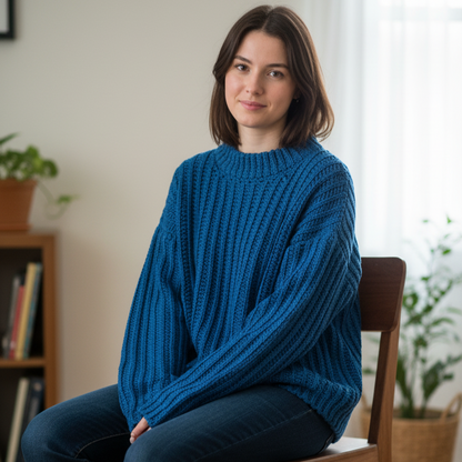 Deep Blue Crochet Sweater Pattern (PDF Download)