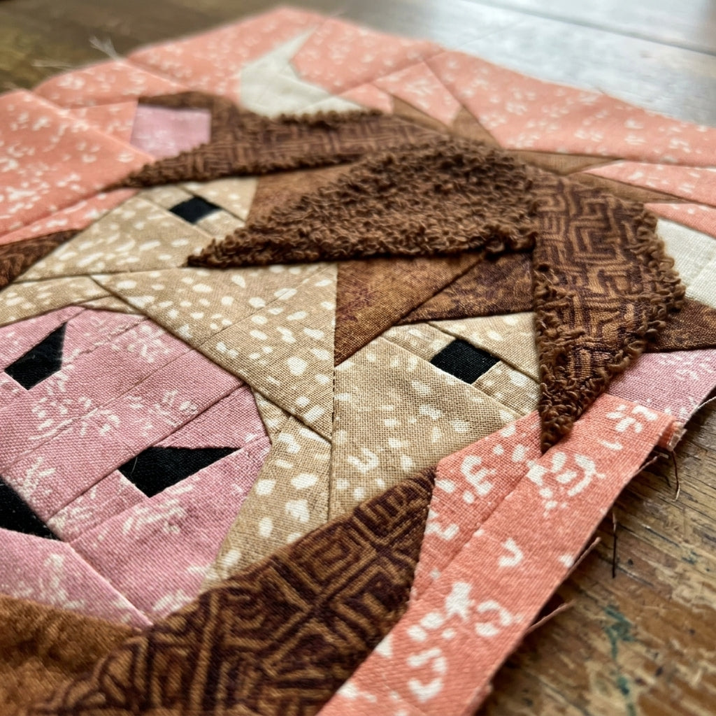 Scottish Coo Quilt Block FPP Pattern - 3 Sizes (PDF Download)