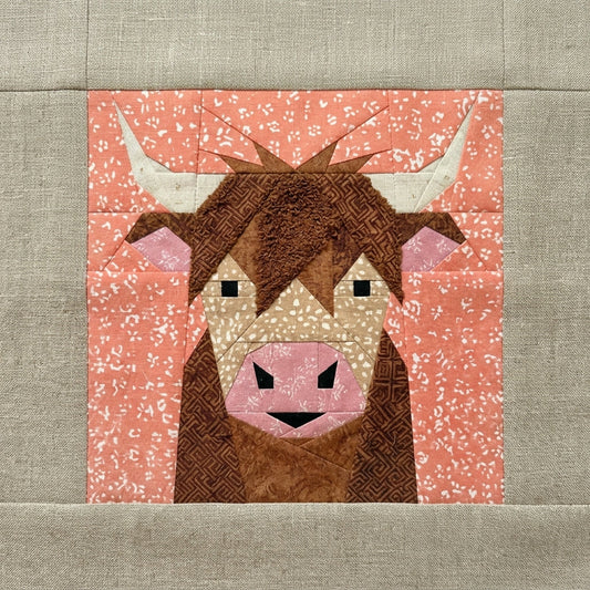 Scottish Coo Quilt Block FPP Pattern - 3 Sizes (PDF Download)