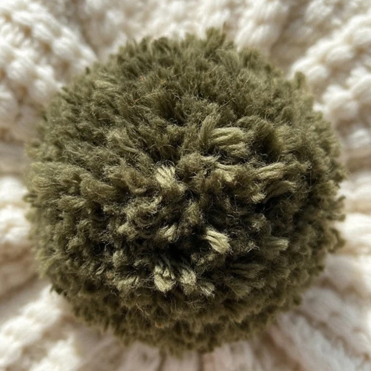 Soft Cream Pom Beanie Crochet Pattern (PDF Download)