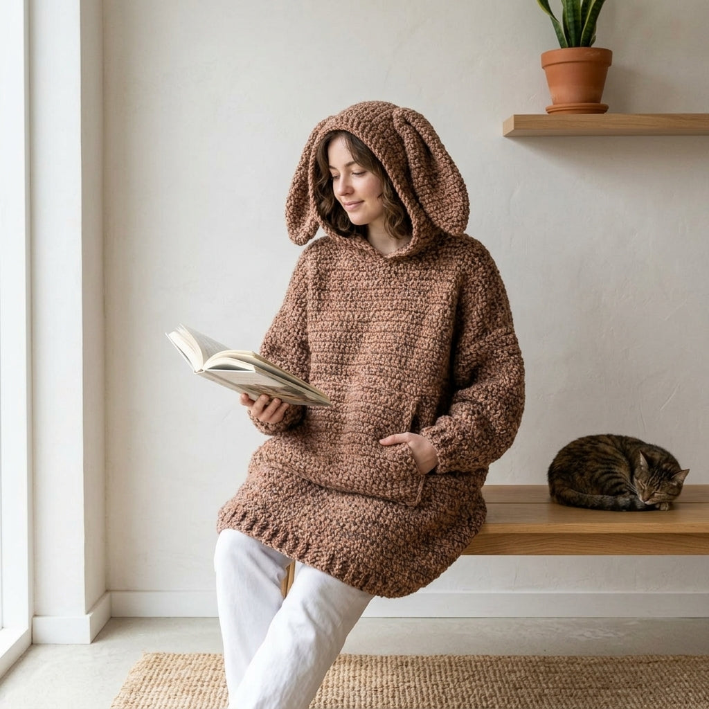 Teddy Comfort Crochet Blanket Hoodie Pattern (PDF Download)