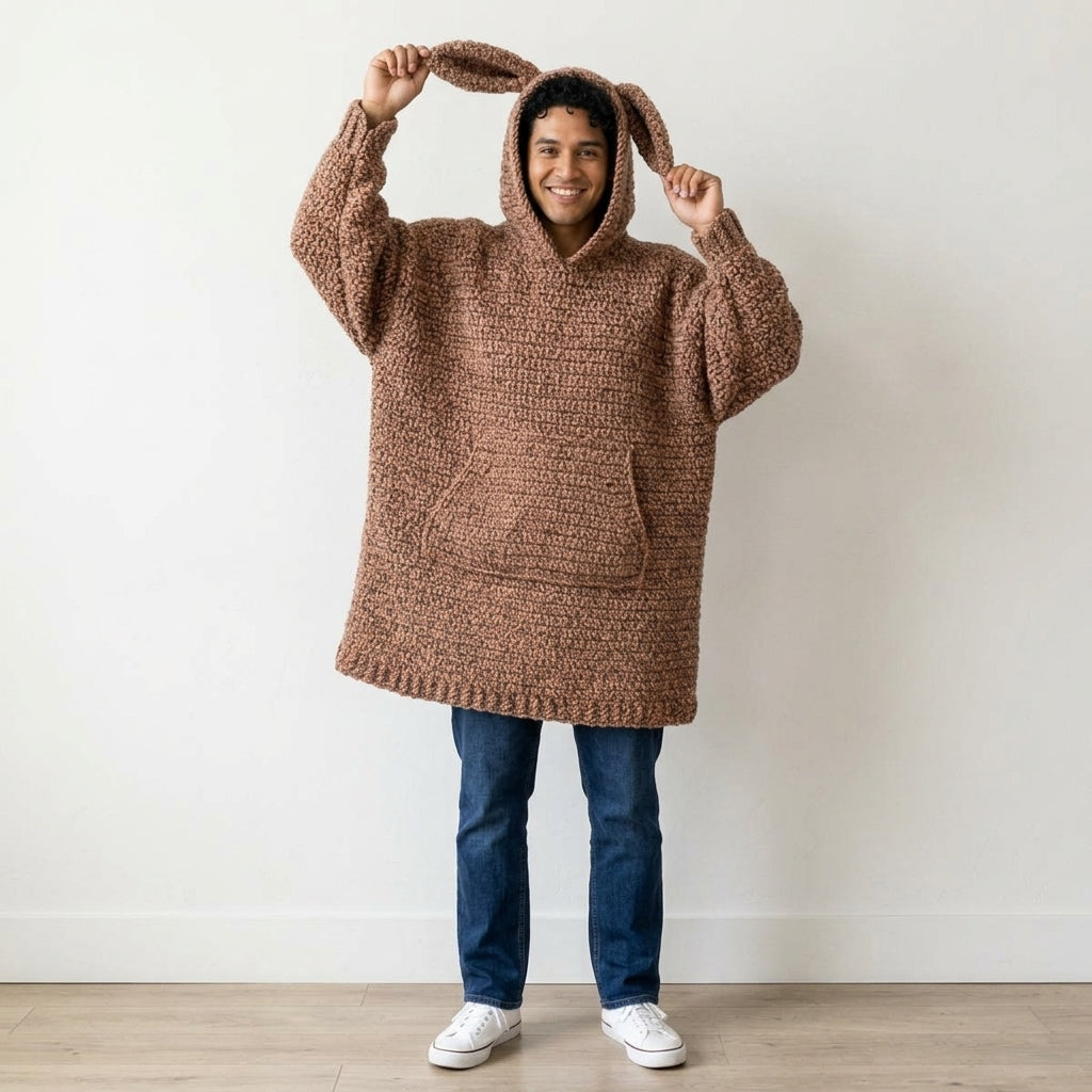 Teddy Comfort Crochet Blanket Hoodie Pattern (PDF Download)