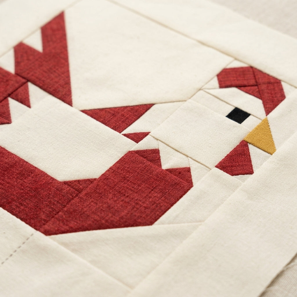 Rooster Quilt Block FPP Pattern - 3 Sizes (PDF Download)